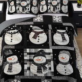 Snowman Buffalo Plaid Patchwork Quilted 3‑Piece Bedding Set