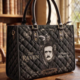Dark Romantic Raven Quilted Leather Strap Bible Handbag