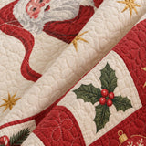 Jolly Santa Martini Christmas Quilted 3-Piece Bedding Set