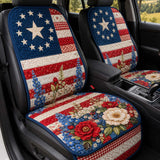 Independence Day Flowers And Flag Quilted Car Seat Protector