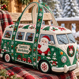 Santa's Workshop Black Cat Camper Quilted Duffle Bag