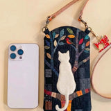 The Cat On The Branch Quilted Slim Phone Crossbody Bag