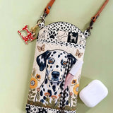 Sunflower Dalmatian Patchwork Quilted Slim Phone Crossbody Bag