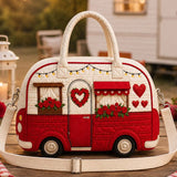 Heart-Shaped Camper Van Quilted Duffle Bag