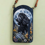 Black Poodle Dog Quilted Slim Phone Crossbody Bag