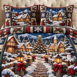Christmas Village Glow 3-Piece Quilted Bedding Set