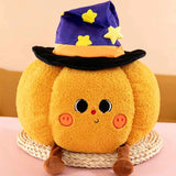 Cute Halloween Ghost & Wizard Pumpkin Plush Throw Pillow
