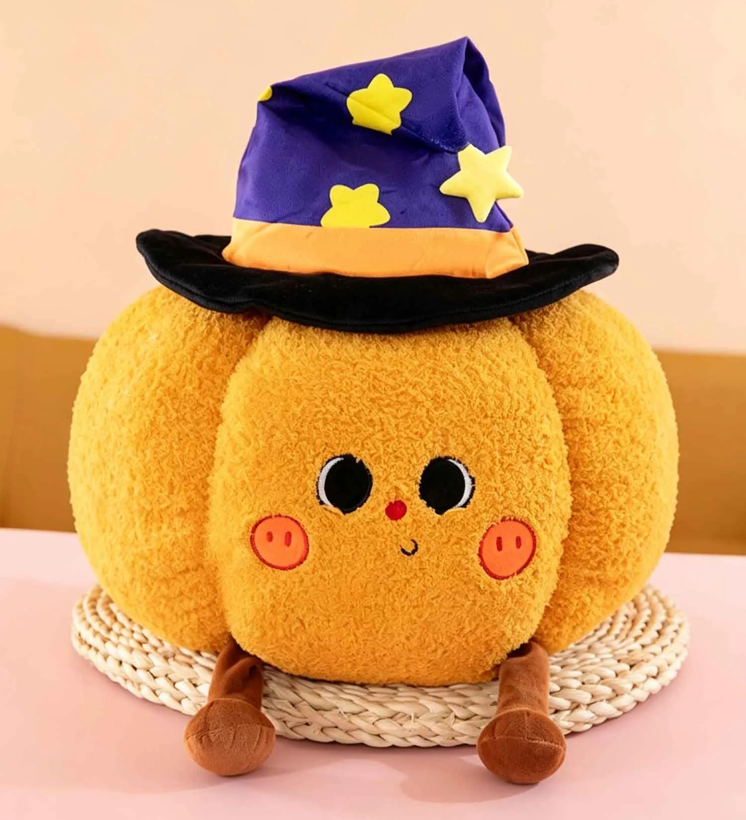 Cute Halloween Ghost & Wizard Pumpkin Plush Throw Pillow