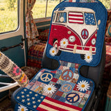 Hippie Flag And Peace Quilted Car Seat Protector