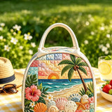 Tropical Sunset Beach Quilted Lunch Bag