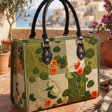 Nasturtium Flower Quilted Leather Strap Bible Handbag