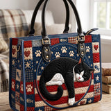 Patriotic Kitty Quilted Leather Strap Bible Handbag