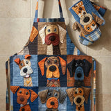 Love Dogs Quilted Apron Set (2-Piece) – Padded Apron + Heat-Resistant Oven Mitts