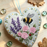 Heart Embroidery Kit - Bee Lavender And Rose | Gentle Diy | Heartwarming Present Idea