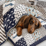 Dachshund Patchwork Quilted 3‑Piece Bedding Set