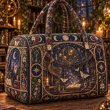 Wizard Library Celestial Sphere Moth Magic Book Quilted Duffle Bag