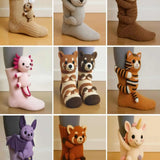 Funny Animal Theme Socks, Colorful Cartoon Print Cotton Socks, Casual Novelty Socks for Gift Party