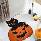 Halloween Ghost Bat Black Cat Pumpkin Shaped Plush Area Rug