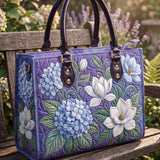 Hydrangea Magnolia Quilted Leather Strap Bible Handbag