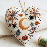 Heart Embroidery Kit - Eagle Owl | Creepy Cute Ghost & Spider Sewing Kit | Halloween Holiday Vibe Pendant