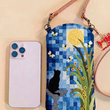 The Cat And The Firefly Quilted Slim Phone Crossbody Bag