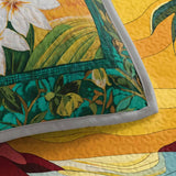 Tropical Plumeria Floral Patchwork Quilted 3‑Piece Bedding Set