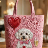Valentine's Day Cute Dog Quilted Tote Bag
