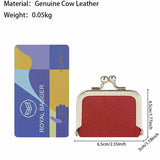Genuine Leather Mini Coin Purse-Solid Color Kiss Lock Change Pouch