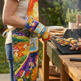 Hippie Van Quilted Apron Set (2-Piece) – Padded Apron + Heat-Resistant Oven Mitts