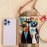 Atomic Black Cat Quilted Slim Phone Crossbody Bag