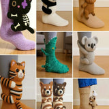 Funny Animal Theme Socks, Colorful Cartoon Print Cotton Socks, Casual Novelty Socks for Gift Party