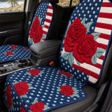 Independence Day Flowers And Flag Quilted Car Seat Protector