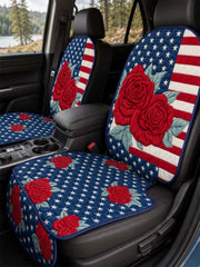 Independence Day Flowers And Flag Quilted Car Seat Protector