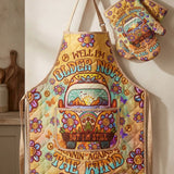 Hippie Van Quilted Apron Set (2-Piece) – Padded Apron + Heat-Resistant Oven Mitts