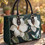 Magnolia Flowers And A Hummingbird Quilted Leather Strap Bible Handbag