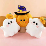 Cute Halloween Ghost & Wizard Pumpkin Plush Throw Pillow
