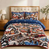 Christmas Mountain Railway 3-Piece Quilted Bedding Set
