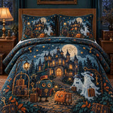 Cute Ghost Haunted Castle Hotel Travel Porter 3-Piece Quilted Bedding Set
