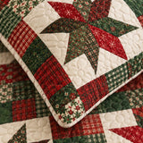 Christmas Star Patchwork Quilted 3-Piece Bedding Set