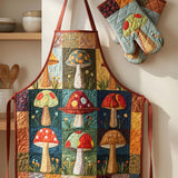 Mushroom Quilted Apron Set (2-Piece) – Padded Apron + Heat-Resistant Oven Mitts