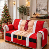 Christmas Santa Outfit White Trim Quilted Sofa Cover