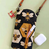 Honeycomb Bumble Bee Quilted Slim Phone Crossbody Bag