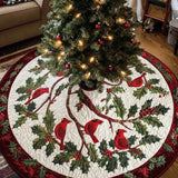 Christmas Cardinal Quilted Christmas Tree Skirt