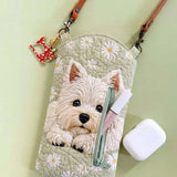 Westie Daisy Floral Quilted Slim Phone Crossbody Bag