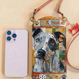 Patchwork Mixed Breed Dog Quilted Slim Phone Crossbody Bag