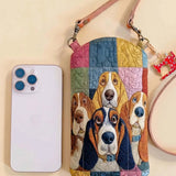 Basset Hound Patchwork Quilted Slim Phone Crossbody Bag