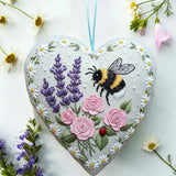 Heart Embroidery Kit - Bee Lavender And Rose | Gentle Diy | Heartwarming Present Idea