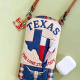 Texas Lone Star Longhorn Quilted Slim Phone Crossbody Bag