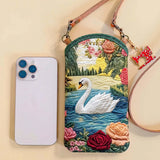 White Swan Quilted Slim Phone Crossbody Bag