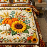 Fall Pumpkin Patch 3-Piece Quilted Bedding Set